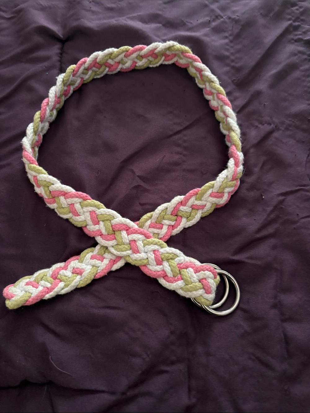Braided Pink, Cream & Light Green Women's Belt